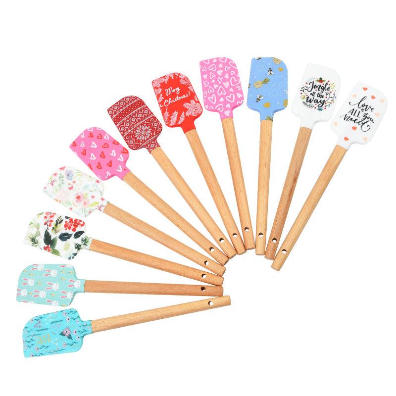 Silicone Spatula Mini Scraper Wooden Handle Cream Spatula Baking