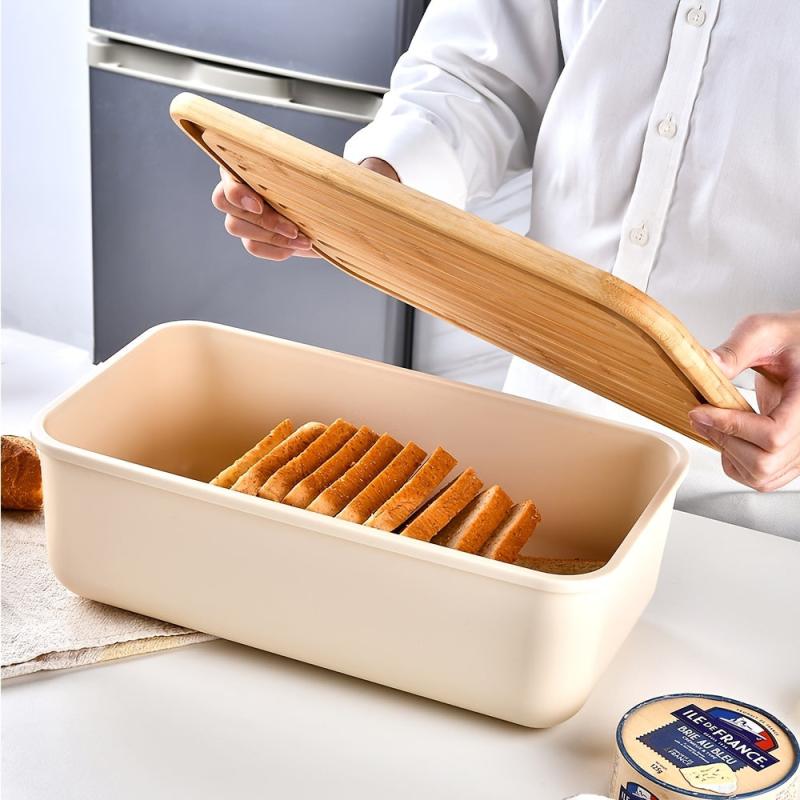 Large Kitchen Storage Box With Wooden Lid Multiuse Kitchen Box & Cutting Board