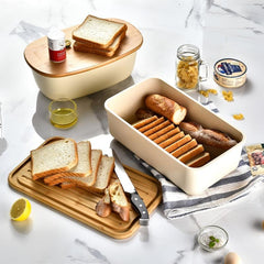 Large Kitchen Storage Box With Wooden Lid Multiuse Kitchen Box & Cutting Board
