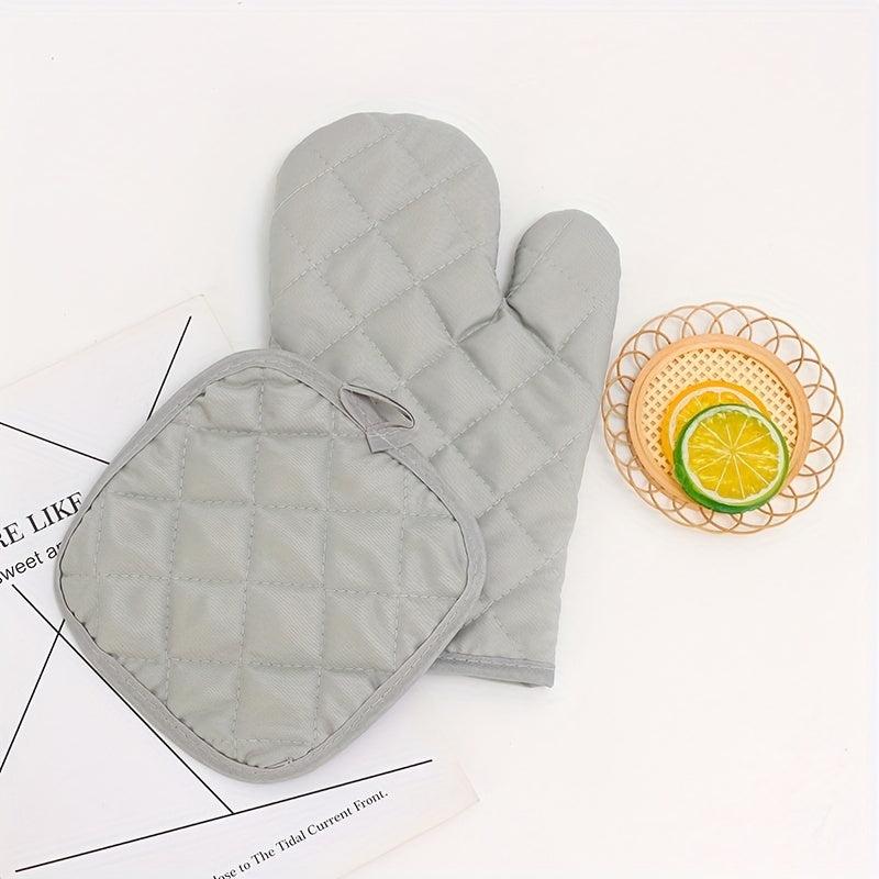 2pcs Cotton Oven Mitts Heat Resistant Insulation Pad Set