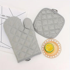 2pcs Cotton Oven Mitts Heat Resistant Insulation Pad Set