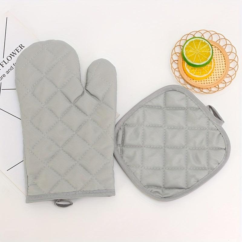 2pcs Cotton Oven Mitts Heat Resistant Insulation Pad Set