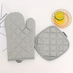 2pcs Cotton Oven Mitts Heat Resistant Insulation Pad Set