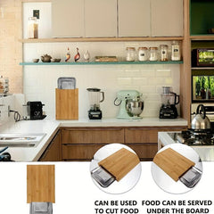 Bamboo Cutting Board With Tray Sliding Out Chopping Board Non Slip Pads