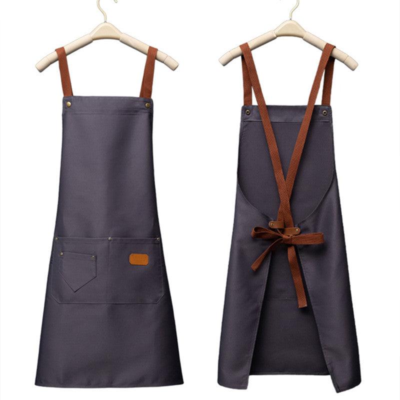 Waterproof Polyester Kitchen Apron with Pockets for Men and Women