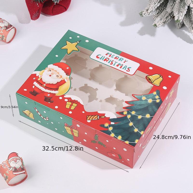 5pcs Christmas Cake Boxes Cupcake Boxes Gift Packaging Box Household Baking