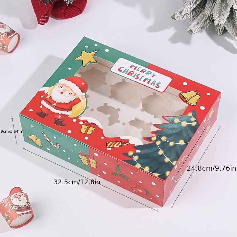 5pcs Christmas Cake Boxes Cupcake Boxes Gift Packaging Box Household Baking