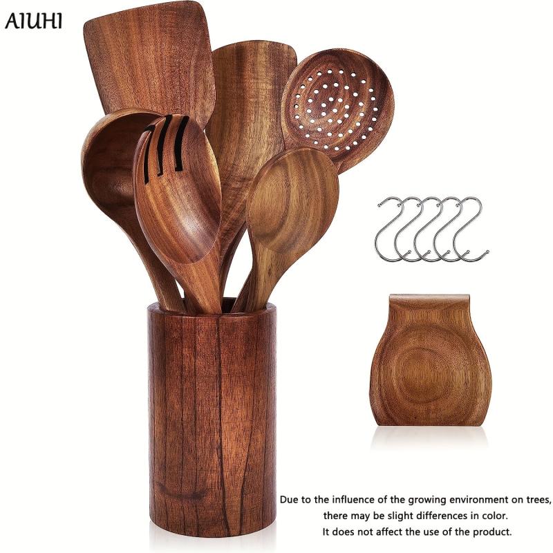 8pcs Non Stick Wooden Cooking Utensil Set Spoon Spatula Safe Durable
