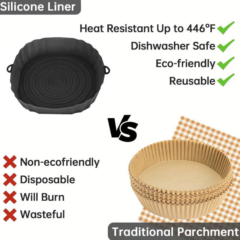 3pcs Air Fryer Liners Silicone Oven Baking Mat And Brush Set