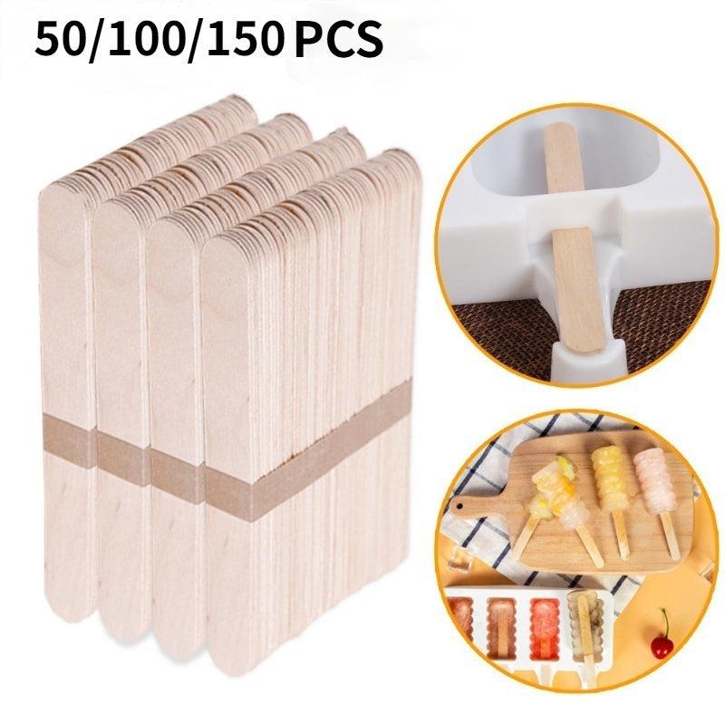 150 Wooden Ice Cream Sticks Popsicle Craft DIY Summer Lollipop Accessories Kit