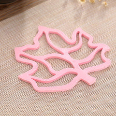 Silicone Mesh Round Table Placemats Maple Leaf Design Heat Insulation Pad