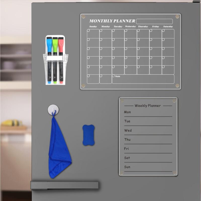 Dry Erase Fridge Magnetic Calendar with 3 Marker Pens