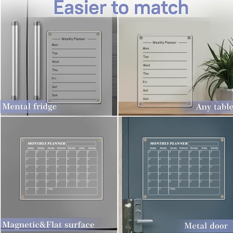 Dry Erase Fridge Magnetic Calendar with 3 Marker Pens