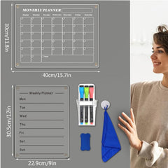 Dry Erase Fridge Magnetic Calendar with 3 Marker Pens