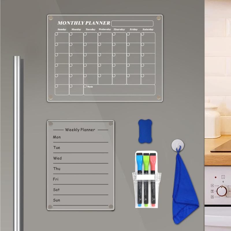 Dry Erase Fridge Magnetic Calendar with 3 Marker Pens