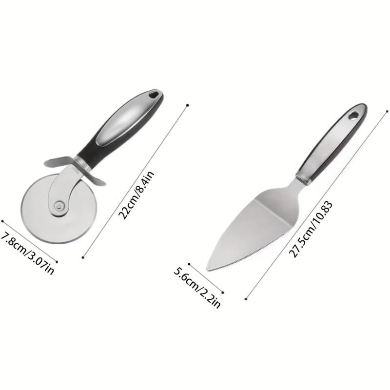 Pizza Cutter Wheel and Shovel Set Stainless Steel