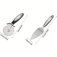 Pizza Cutter Wheel and Shovel Set Stainless Steel
