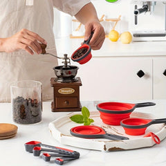 8pcs Folding Measuring Cups & Spoons Set Silicone Liquid Dry Graduated Kitchen