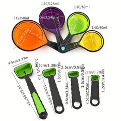 8pcs Folding Measuring Cups & Spoons Set Silicone Liquid Dry Graduated Kitchen