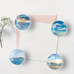 12pcs Ocean Scenery Glass Refrigerator Magnets - 3D Office Decor