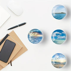 12pcs Ocean Scenery Glass Refrigerator Magnets - 3D Office Decor