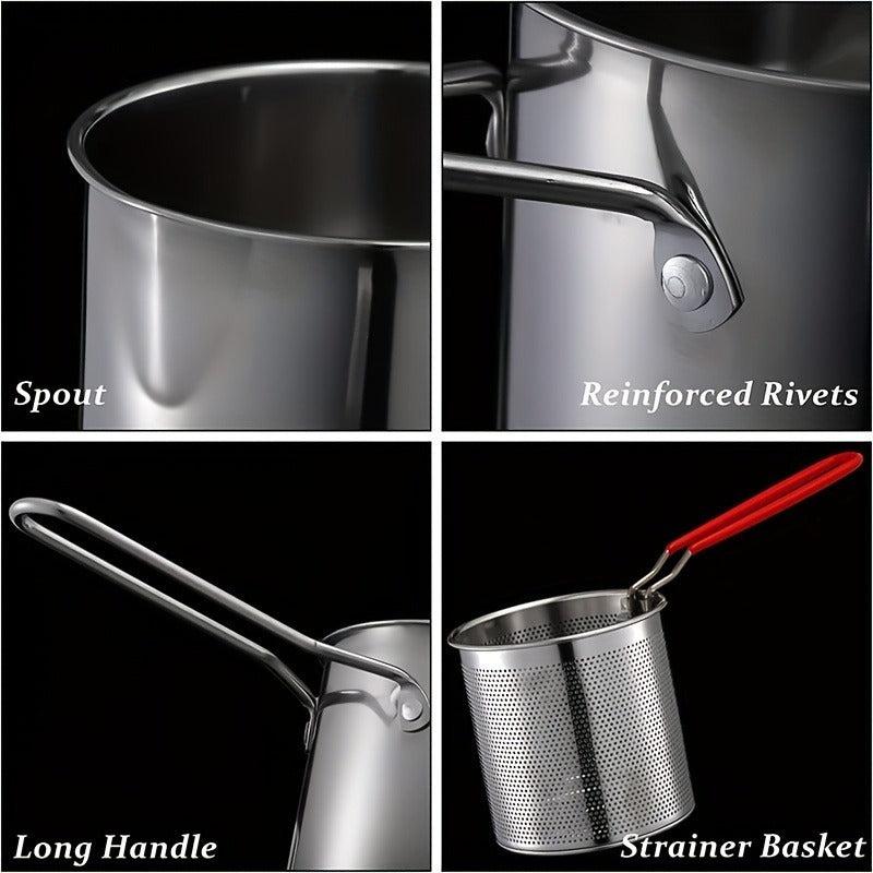 304 Stainless Steel Pasta Basket Strainer Frying Basket