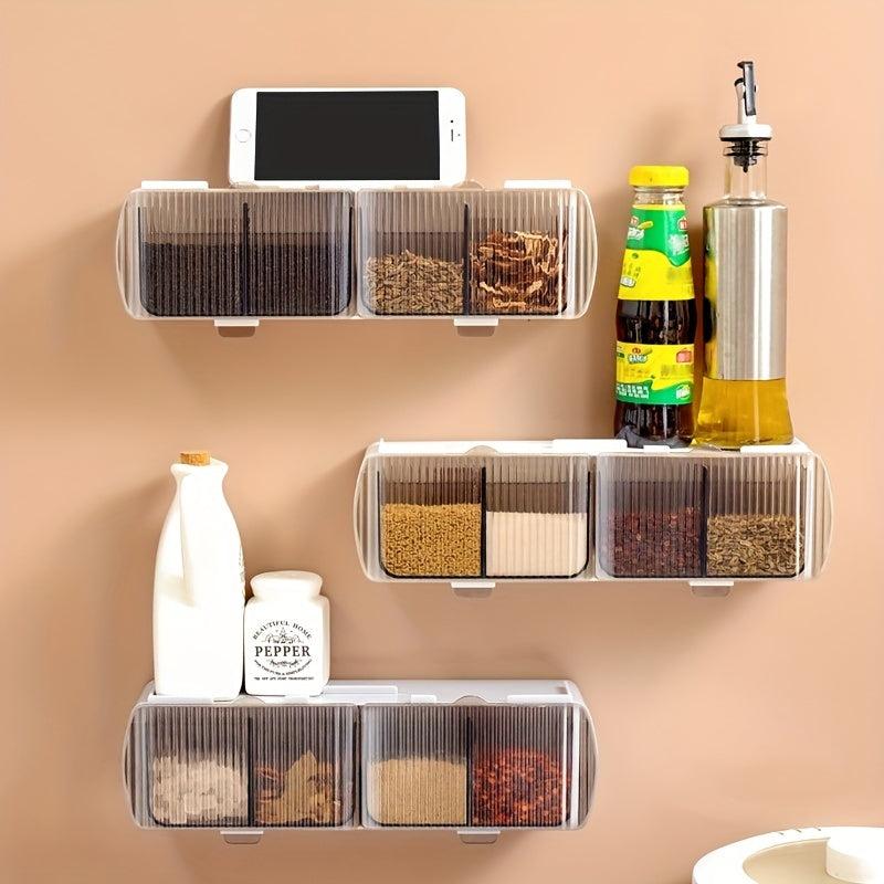 1pc Spice Jars Self Adhesive Wall Mounted Seasoning Containers