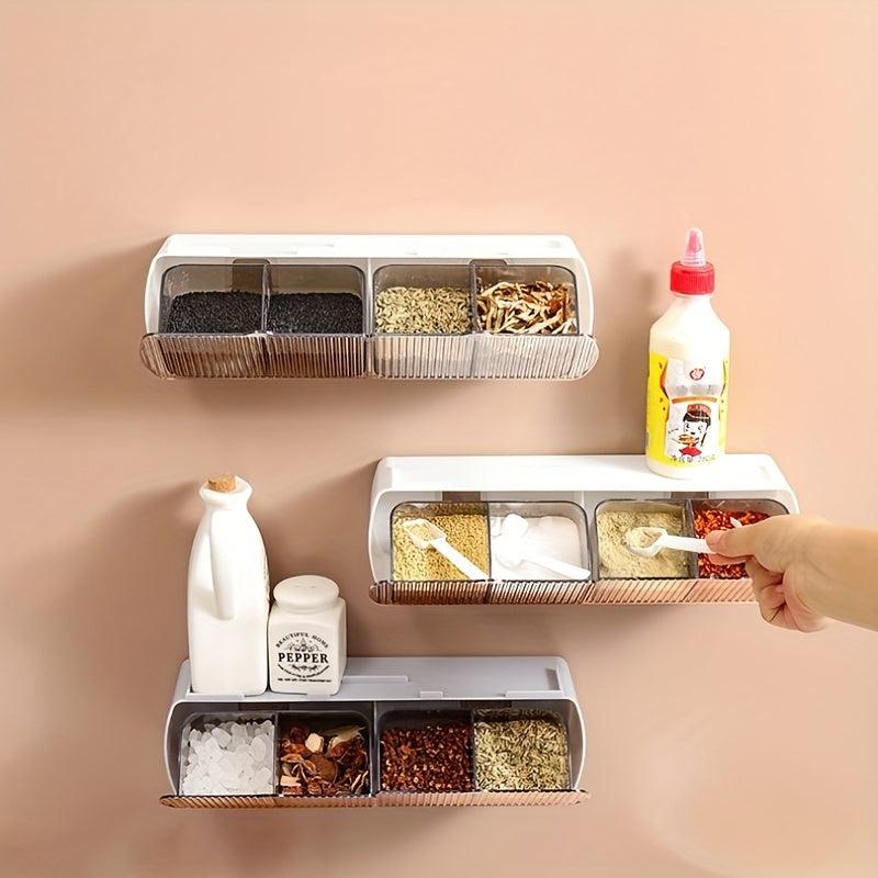 1pc Spice Jars Self Adhesive Wall Mounted Seasoning Containers
