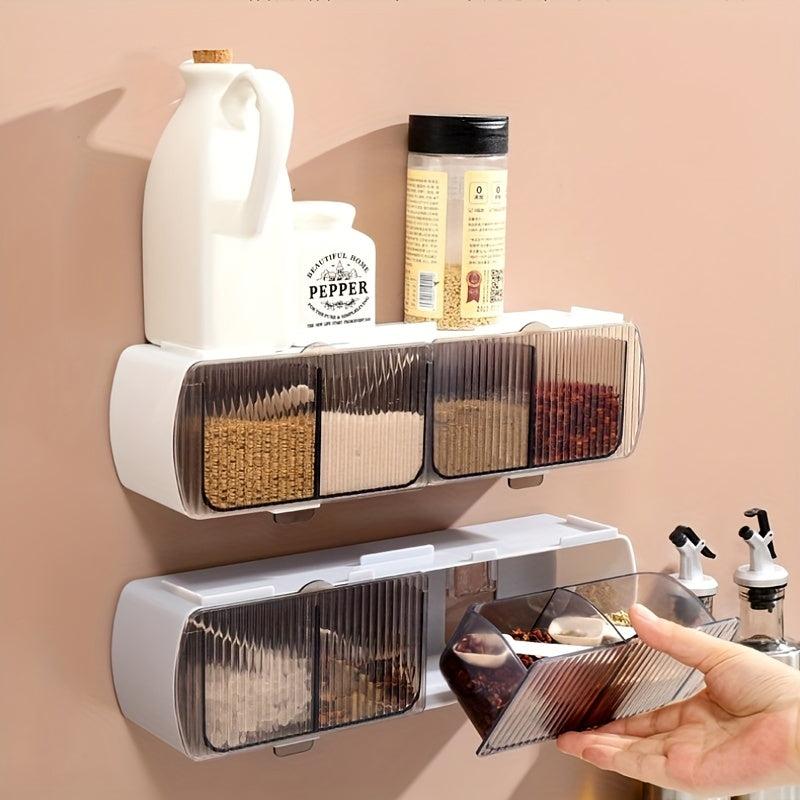 1pc Spice Jars Self Adhesive Wall Mounted Seasoning Containers