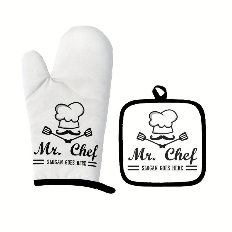 2pcs Colorful Cotton Oven Mitts Heat Resistant Mat Non Slip Gloves