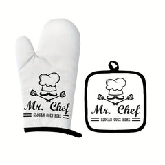 2pcs Colorful Cotton Oven Mitts Heat Resistant Mat Non Slip Gloves