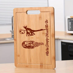 Bamboo Cutting Board Engraved Wood Food Serving Tray Kitchen Tool