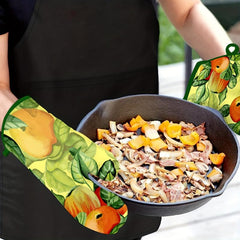 2pcs Colorful Printed Cotton Oven Mitts Heat Resistant Insulation Pad
