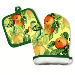 2pcs Colorful Printed Cotton Oven Mitts Heat Resistant Insulation Pad