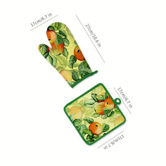 2pcs Colorful Printed Cotton Oven Mitts Heat Resistant Insulation Pad