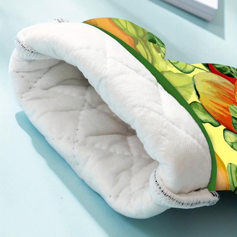 2pcs Colorful Printed Cotton Oven Mitts Heat Resistant Insulation Pad
