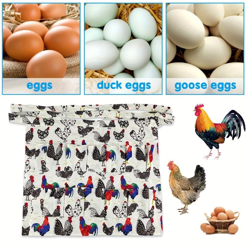 Polyester Apron Egg Collection Apron With 12 Pockets Waterproof Waist Apron