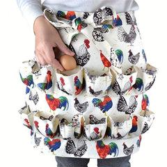Polyester Apron Egg Collection Apron With 12 Pockets Waterproof Waist Apron