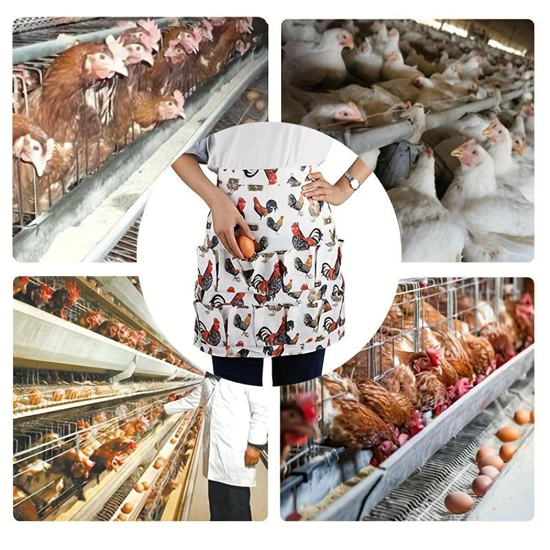 Polyester Apron Egg Collection Apron With 12 Pockets Waterproof Waist Apron