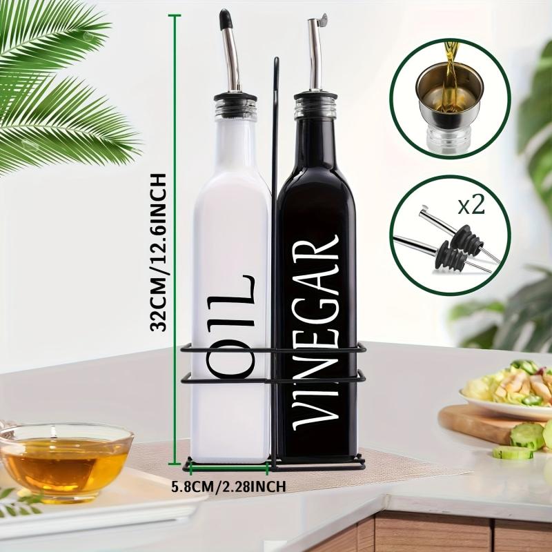 Olive & Vinegar Dispenser Set Stainless Steel Pouring Spout 17oz