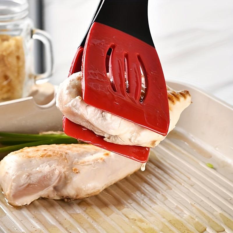 1pc 2-in-1 Silicone Fried Fish Spatula Clip Household Frying Steak Clip
