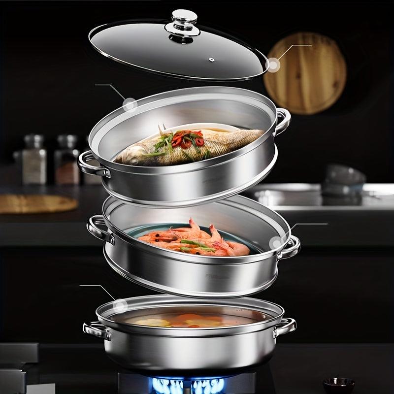 Stainless Steel Food Steamer Pot | Three Layer Steamer Tool