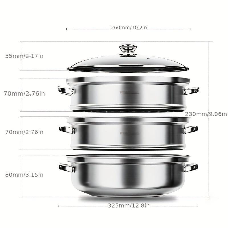 Stainless Steel Food Steamer Pot | Three Layer Steamer Tool