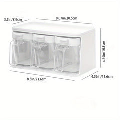3-Grid Wall Mount Spice Rack with Cruet Jars, Creative Seasoning Storage Set