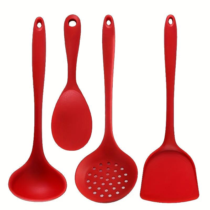4pcs Silicone Kitchen Utensils Set Heat Resistant Cooking Spatula Spoon Frying