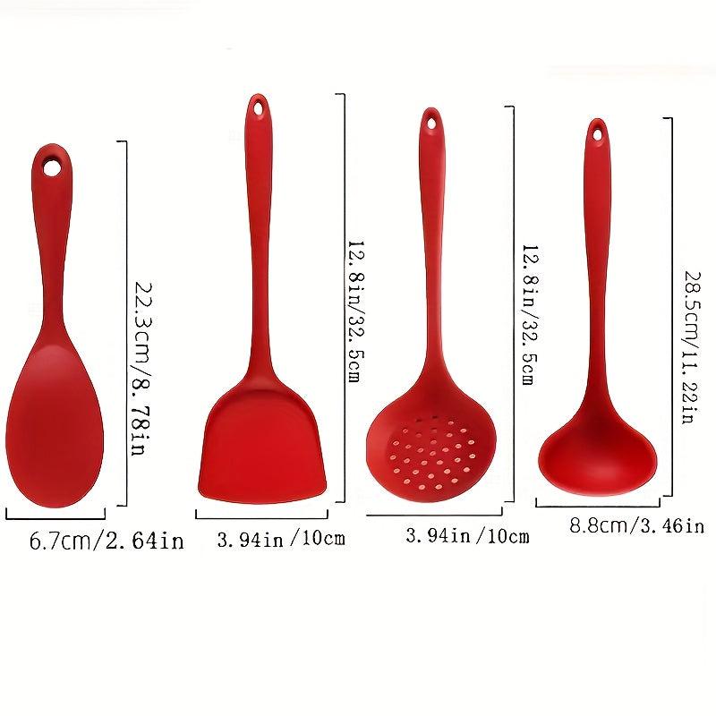 4pcs Silicone Kitchen Utensils Set Heat Resistant Cooking Spatula Spoon Frying