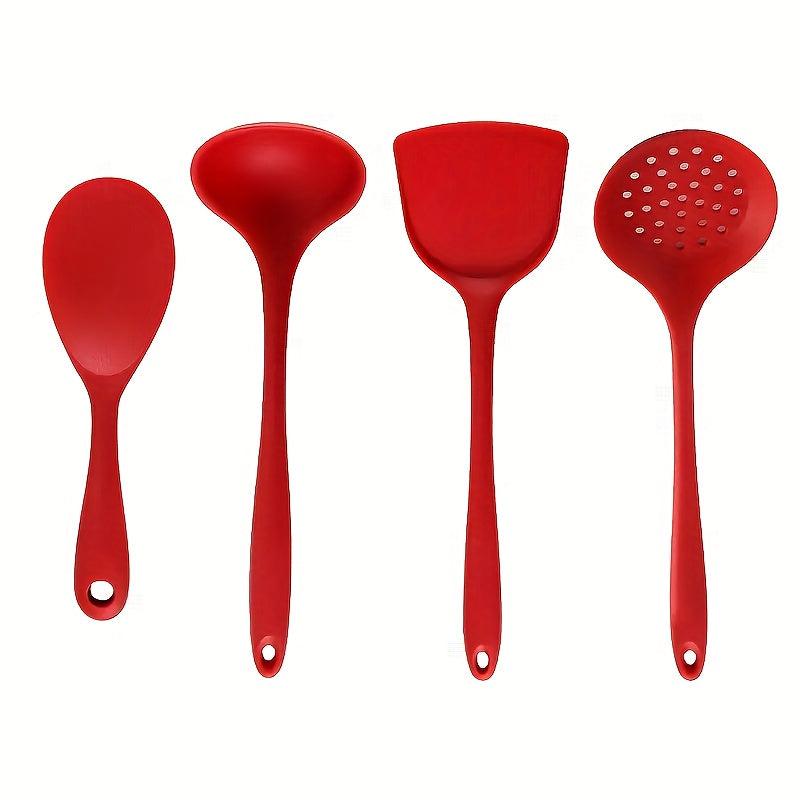 4pcs Silicone Kitchen Utensils Set Heat Resistant Cooking Spatula Spoon Frying