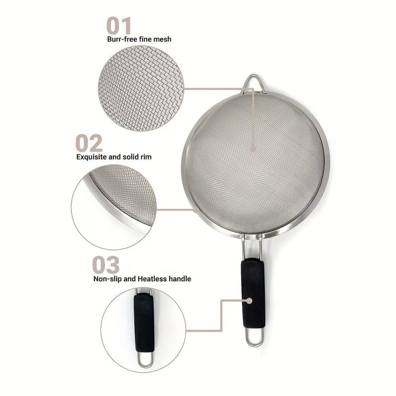 Stainless Steel Large Colander Soybean Milk Ladle Filter Spoon Flour Sieve