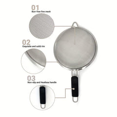 Stainless Steel Large Colander Soybean Milk Ladle Filter Spoon Flour Sieve