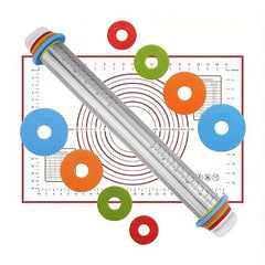 Silicone Baking Mat & Stainless Steel Dough Roller Set